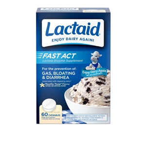 Lactaid Fast Action Chewable Tablets-60 Count-3/Box-8/Case