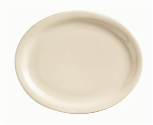 World Tableware Kingsmen White Narrow Rim Platter 9.75" X 7.5"- Cream White-24 Each-1/Case