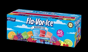 Flavor Ice Giant Lemon Lime-Orange-Berry Punch-Strawberry-Tropical Punch-And Grape Assorted Freezer Bars-5.5 oz.-45/Case