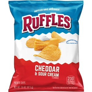 Ruffles Cheddar & Sour Cream Single Serve Potato Chips-1.5 oz.-64/Case