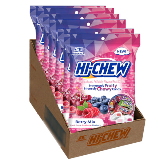 Hi-Chew Black Cherry-Raspberry-And Blueberry Peg Bag Display Ready-3.17 oz.-6/Case