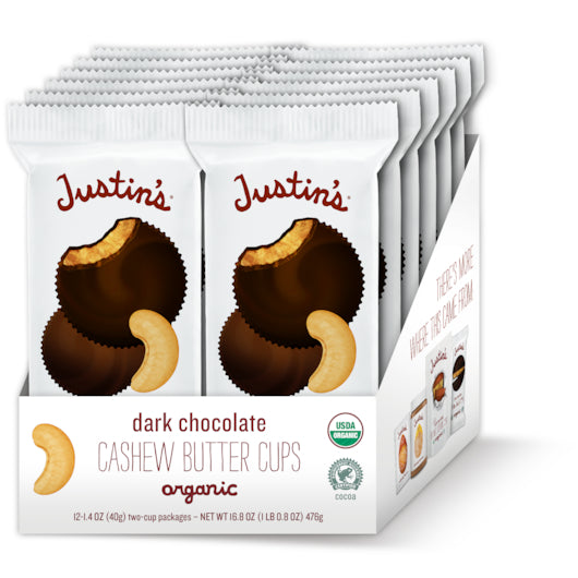 Justin's Cashew Butter Cups Dark Chocolate-1.4 oz.-12/Box-6/Case