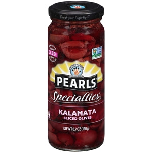 Pearls Sliced Kalamata Olives Jar-6.7 oz.-6/Case