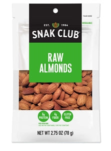 Snak Club Century Snacks Raw Almonds-2.75 oz.-6/Case