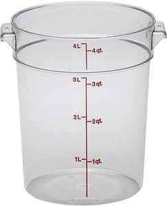 Cambro Camwear 4 Quart Round Clear Measuring Storage Container-12 Each-1/Case