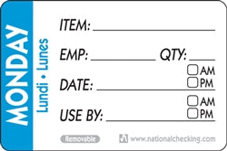 National Checking 2X3 Trilingual Item-Date-Use By Removable Monday Blue-500 Each