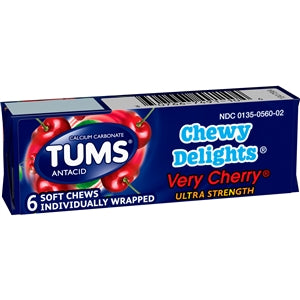 Tums Very Chewy Delights Cherry-6 Each-12/Box-12/Case