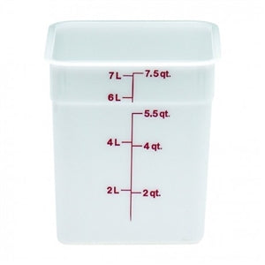 Cambro Camsquare 8 Quart Winter Rose Graduation Mark White Poly Container-1 Each