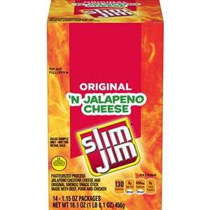 Slim Jim Cheese Jalapeno-1.15 oz.-14/Box-6/Case