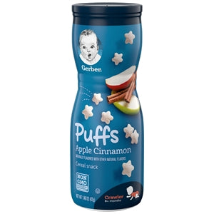 Gerber Graduates Non-Gmo Apple Cinnamon Puffs Cereal Baby Snack Canister-1.48 oz.-6/Case