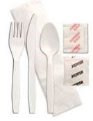 D & W Fine Pack Forum Knife-Fork-Spoon-Salt-Pepper-And Napkin Individually Wrapped Cutlery Kit-250 Each-250/Box-1/Case