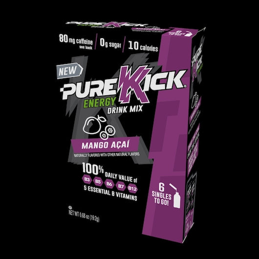 Pure Kick Energy Drink Mix Mango Acai Singles To Go-6 Count-12/Case