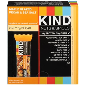 Kind Healthy Snacks Bar Maple Glazed Pecan & Sea Salt Bar 1.4 oz. Bar- 12/Pack- 6 Packs/Case-1.4 oz.-12/Box-6/Case