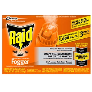 Raid Concentrated Triple Pack Fogger-4.5 oz.-12/Case