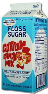 Great Western Cotton Candy Mix Blue Raspberry Floss Sugar-3.25 lb.-6/Case
