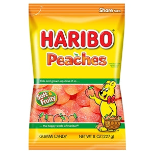 Haribo Confectionery Peaches Gummy Candy-8 oz.-10/Case