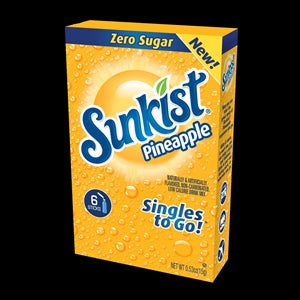 Sunkist Pineapple Drink Mix Singles To Go-6 Count-12/Case