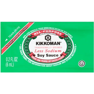 Kikkoman Less Sodium Preservative Free Soy Sauce Single Serve-6 Milliliter-200/Case