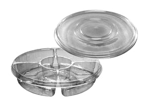 D & W Fine Pack 13 Inch 4 Compartment Clear Platter-50 Each-50/Box-1/Case