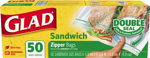 Glad Food Storage Zipper Sandwich-50 Count-12/Case