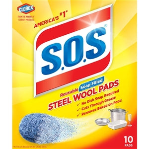 Sos Steel Wool Soap Pads-10 Count-6/Case