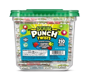Sour Punch 4 Flavors Twists Individually Wrapped-2.59 lb.-6/Case
