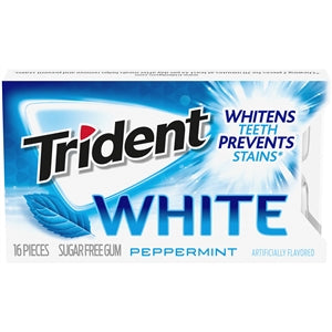 Trident Singles White Peppermint Gum-16 Count-9/Box-18/Case