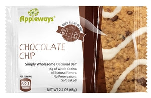 Appleways Soft Baked Chocolate Chip Oatmeal Bar-1 Count-160/Case