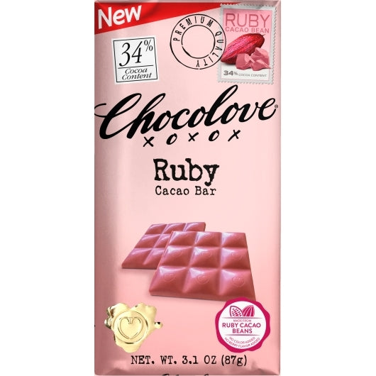 Chocolove Ruby Cacao Bar-3.1 oz.-12/Box-12/Case