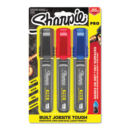 Sharpie Pro Permanent Marker Broad Chisel Tip Assorted Colors 3/pack