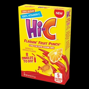 Hi-C Flashin' Fruit Punch Low Calorie Drink Mix Singles To Go-8 Count-12/Case