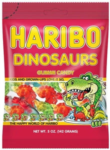 Haribo Dinosaurs Gummy Candy-5 oz.-12/Case