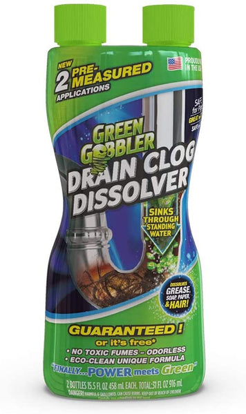 Green Gobbler Drain Clog Dissolver - 2 pack, 15.5 fl oz bottles