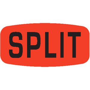 Label - Split Black On Red Short Oval 1000/Roll