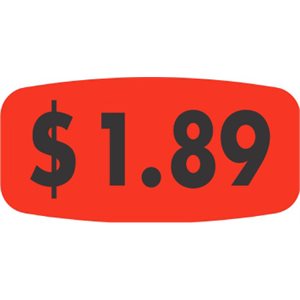 Label - $1.89 Black On Red Short Oval 1000/Roll