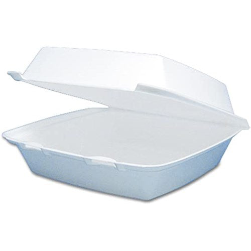 Foam Hinged Lid Containers, 1-compartment, 8.38 X 7.78 X 3.25, White, 200/carton