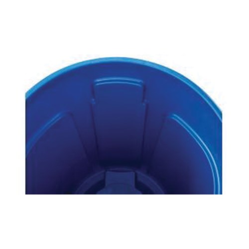 Vented Round Brute Container, 32 Gal, Plastic, Blue