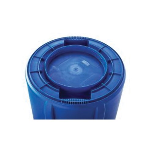 Vented Round Brute Container, 32 Gal, Plastic, Blue