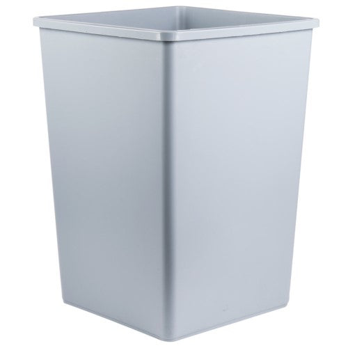 Untouchable Square Waste Receptacle, 35 Gal, Plastic, Gray