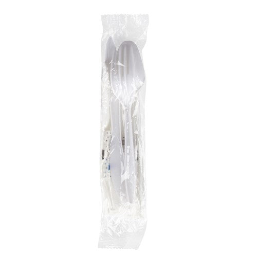 Polystyrene White Knife, Fork, Teaspoon Salt, Pepper And Napkin 250/Case