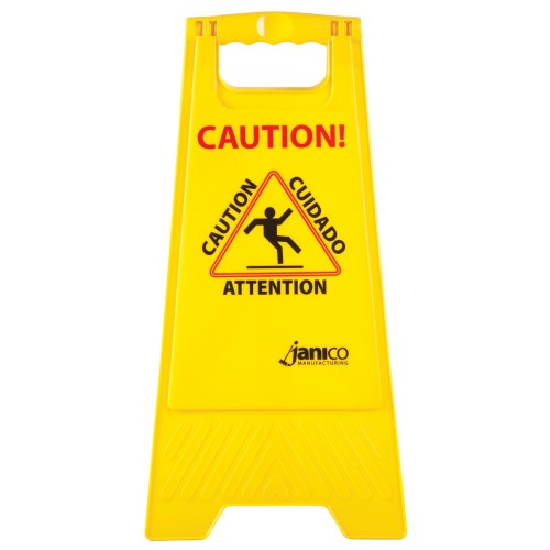 12 X 1 X 24.75" Yellow Multi Lingual "Caution" Wet Floor Sign 10/Each