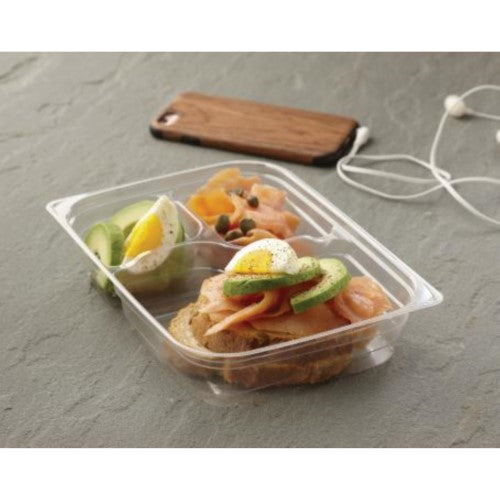 3-Compartment Snack Box, Large, 8.4" X 6.1" X 1.7", Clear 300/Case