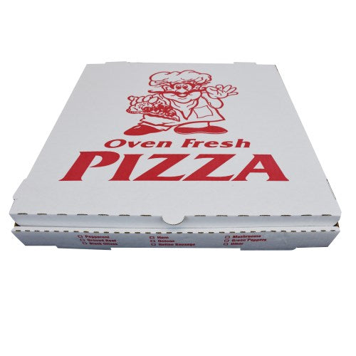 143176 Oven Fresh Pizza Box Corr 16X16X1.75 Wht/Red 50/Case