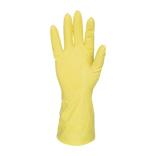 General Purpose Flocked Lined Latex Yellow Gloves - Medium 12/Pack