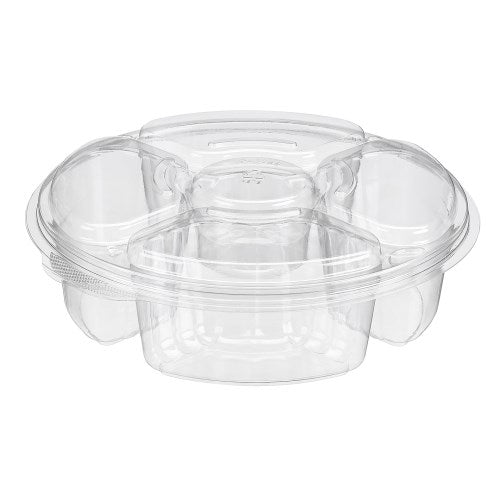 Four Compartment Platter Combo With Dip Holder - 10.25" X 2.82" 100/Case