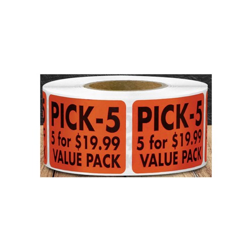 Pick 5/For $19.99 Barcode Lbl Red Day/Glo 1/Roll