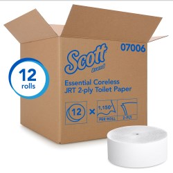 Scott Coreless Paper Bath Tissue 2 Ply White2 12/Case