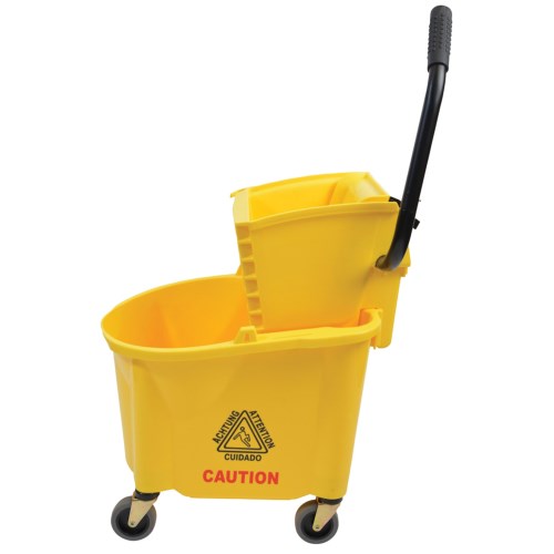 26 Qt. Yellow Plastic Mop Bucket With Side Press Wringer 1/Each