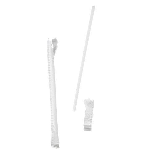Slim Milk White Paper Wrap Individually Straw - 5.75" 12000/Case