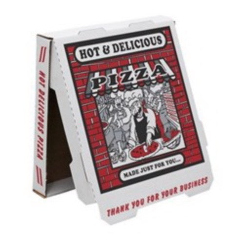 Bits N Things 7 Length x 7 Width x 2 Depth Corrugated White B-Flute Pizza Box Fresh Pizza Design (10 Pieces)